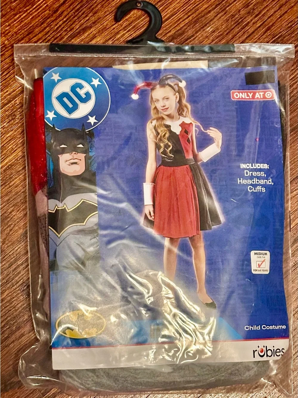 Robes DC Girls' Harley Quinn Red and Black Dress Costume
